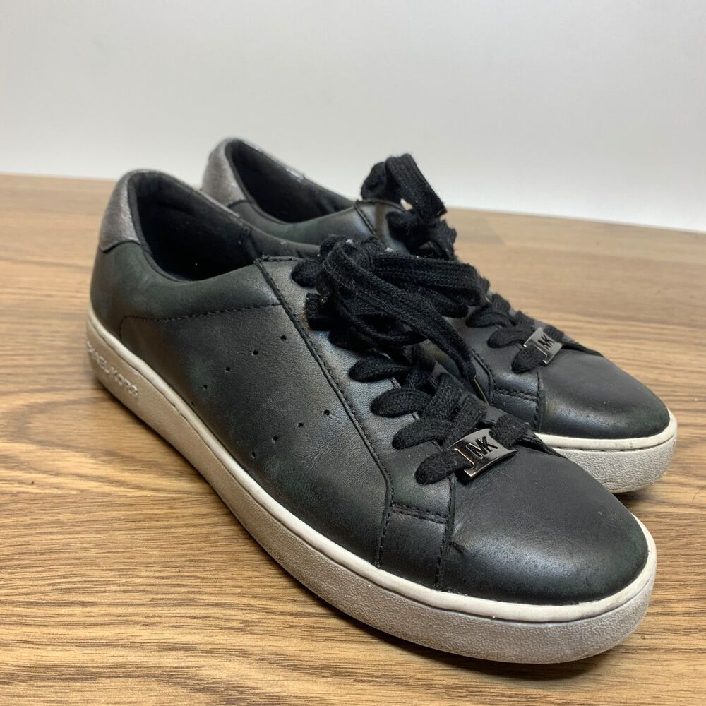 Michael Kors MK City Women's Black Leather Athletic Sneaker Shoes Size 6.5M